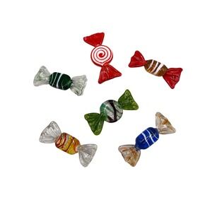 Vintage Glass Candy Set of 6  Wrapped Treat Miniatures